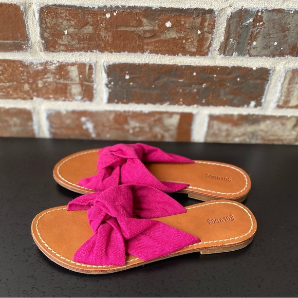 Soludos Fuchsia Cloth Knotted Slip On Slide Sandals Size 8 - Picture 4 of 9